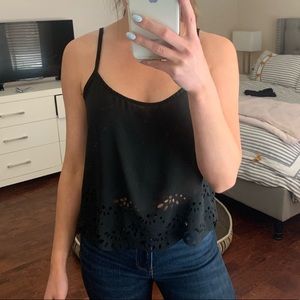 Brandy Melville Scalloped black crop top